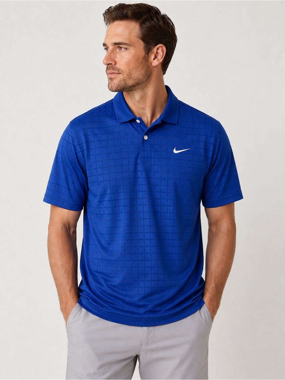 Nike Dri-FIT XL Tall Royal Blue Tonal Grid Polo Shirt